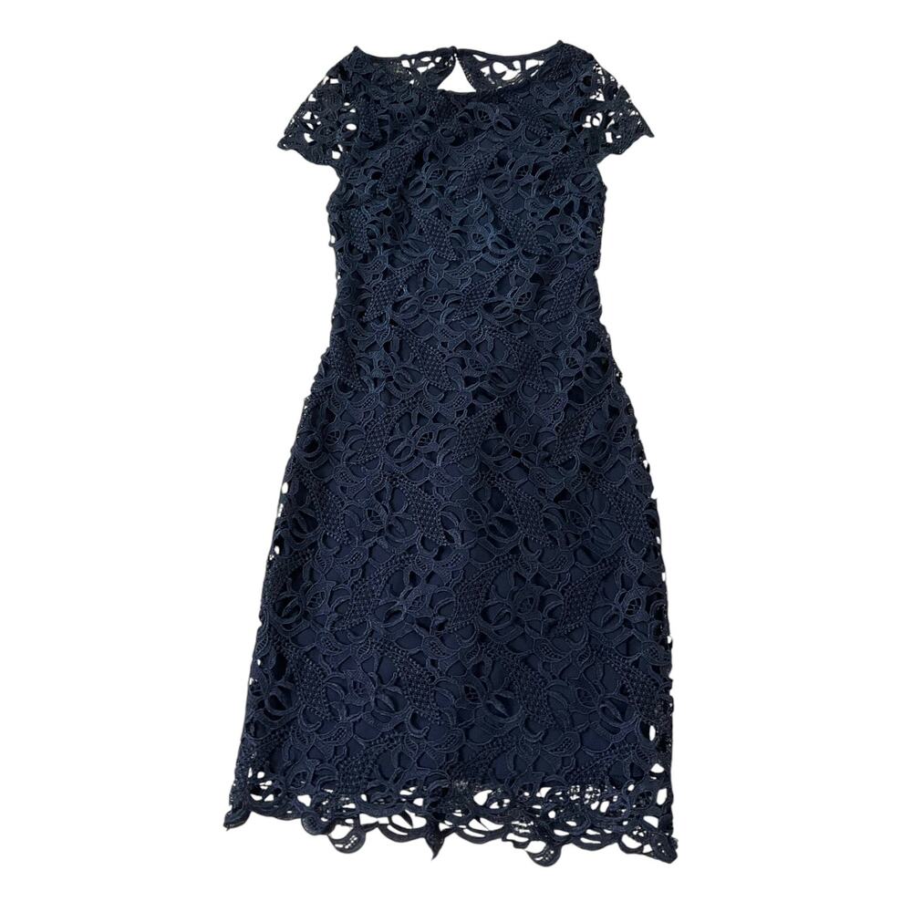 Alice + Olivia Blue Embroidered Open Back Sheath Dress Women Size 0 | 58-36